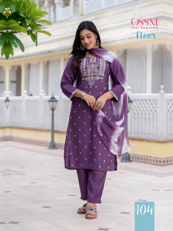 Noor By Ossm Viscose Roman Silk Printed Kurti With Bottom Dupatta Wholesale Shop In Surat